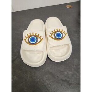Women’s ‘Evil Eye’ Design EVA Material Slippers or Slides, Size Women's 6-7